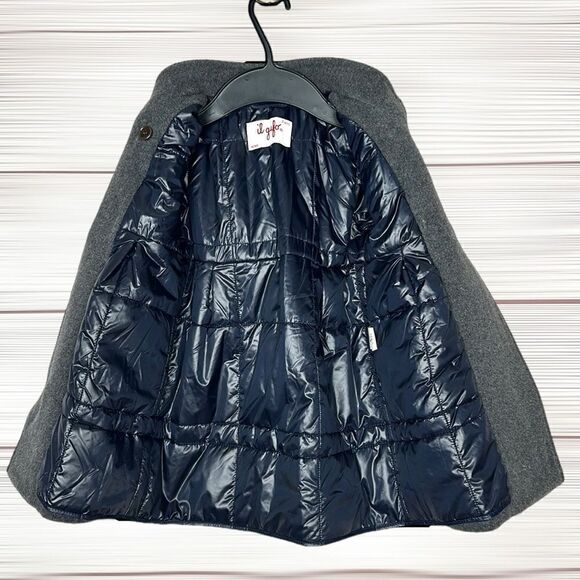 IL GUFO Girl’s Wool Blend Gray Pea Coat Wool Blend with Windproof Lining 2 years - Picture 9 of 15